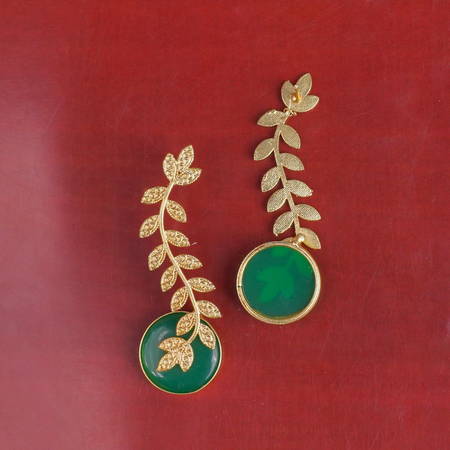 Ashvi- Stone Studded Dangler Earrings(Green)