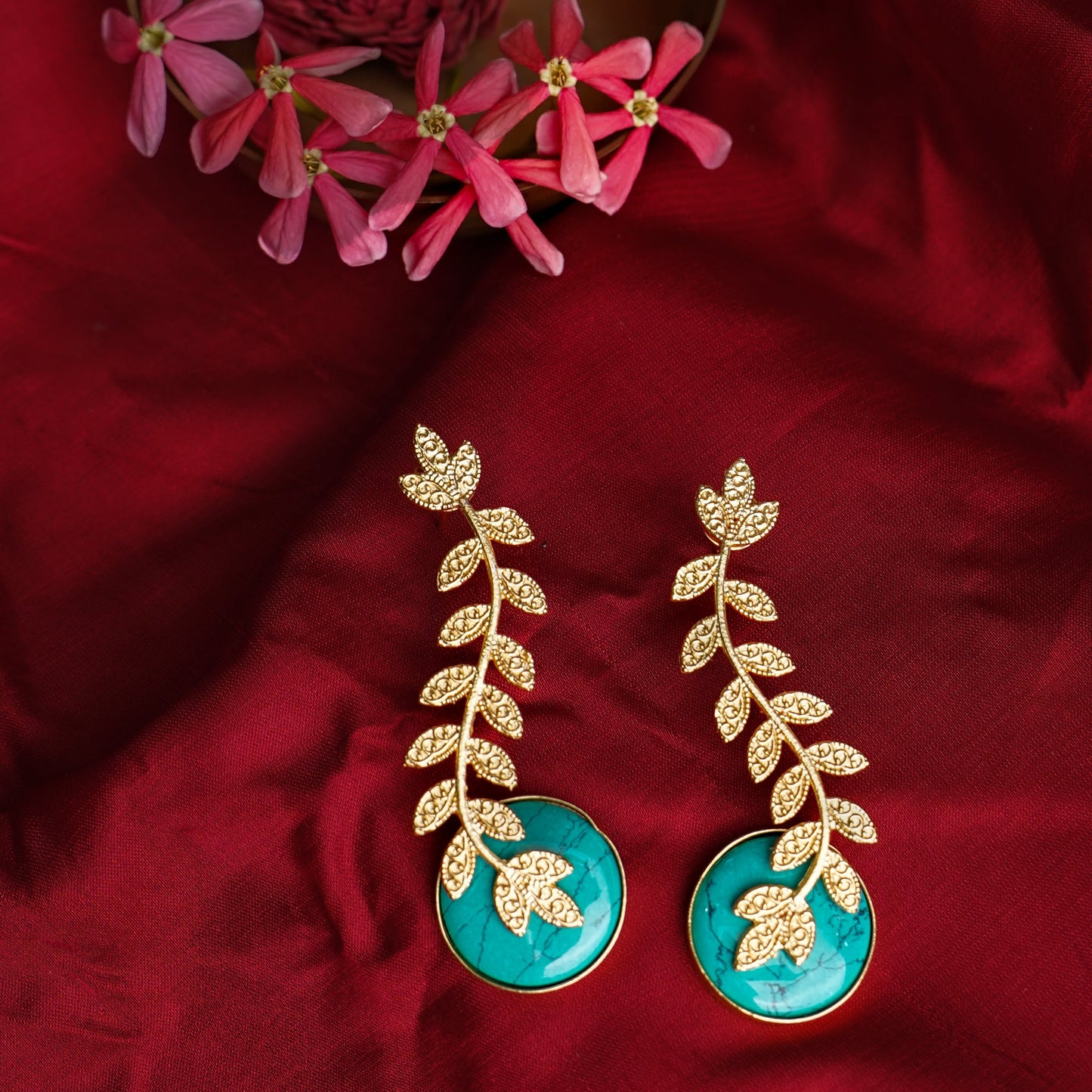 Ashvi- Stone Studded Dangler Earrings(Sky Blue)