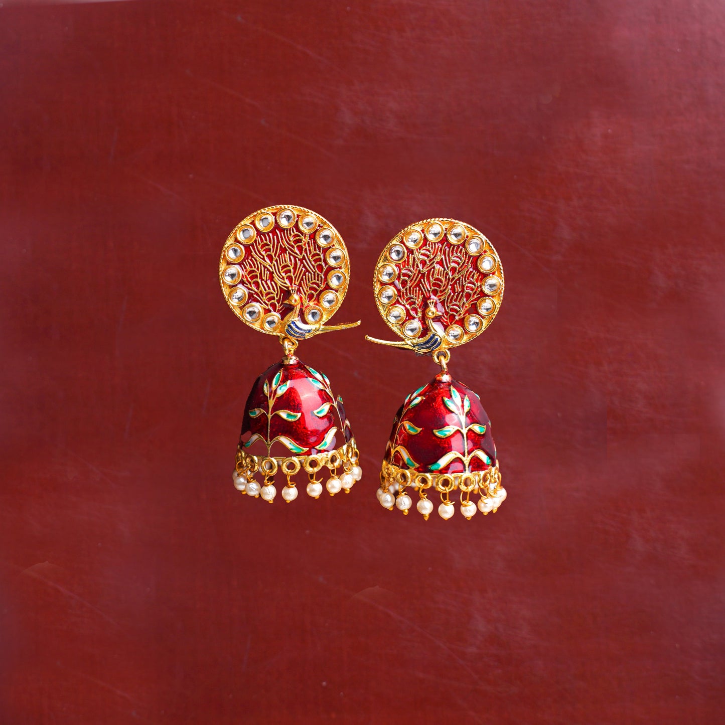 Aayra- Stone Studded Hanging Pearl Jhumka Earrings