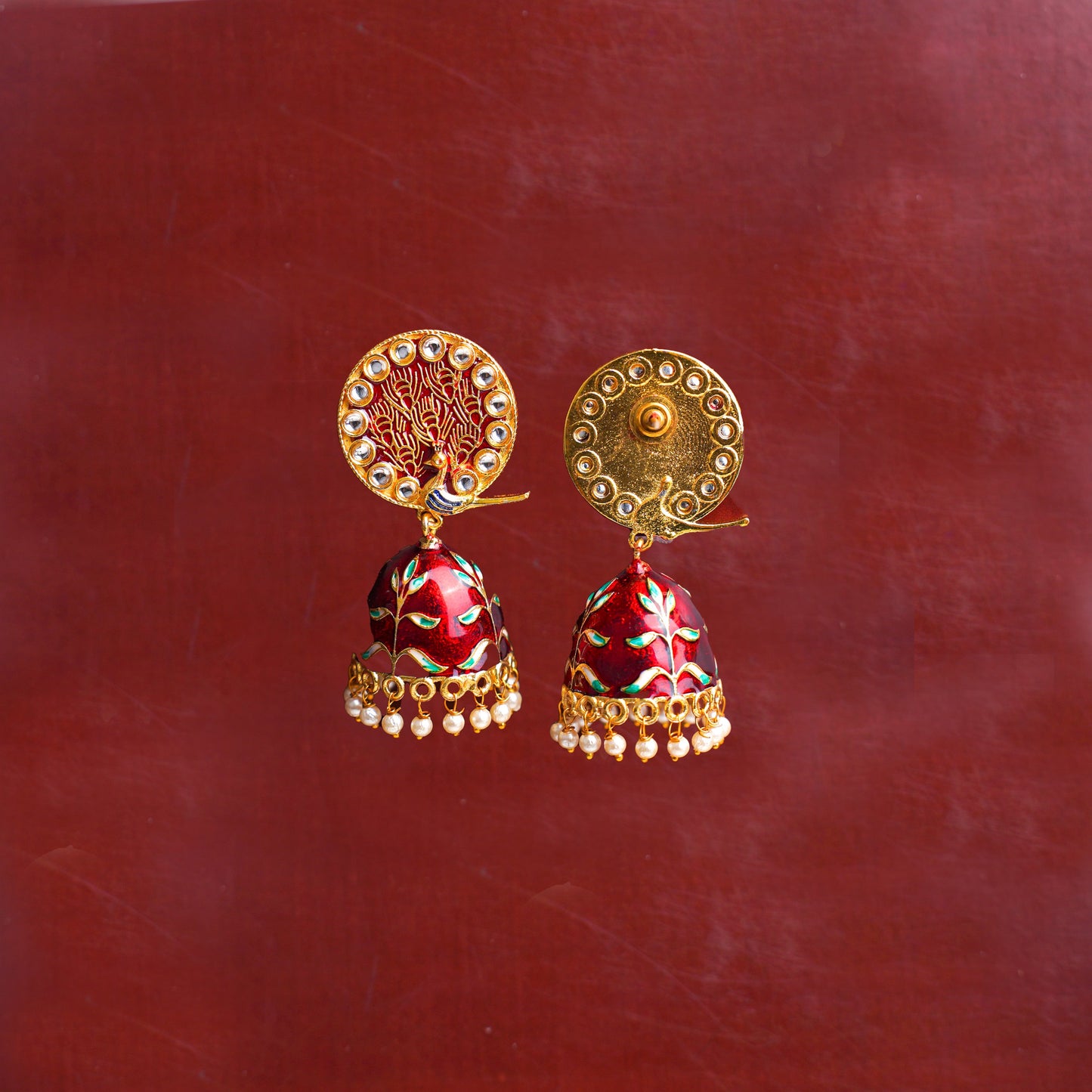 Aayra- Stone Studded Hanging Pearl Jhumka Earrings
