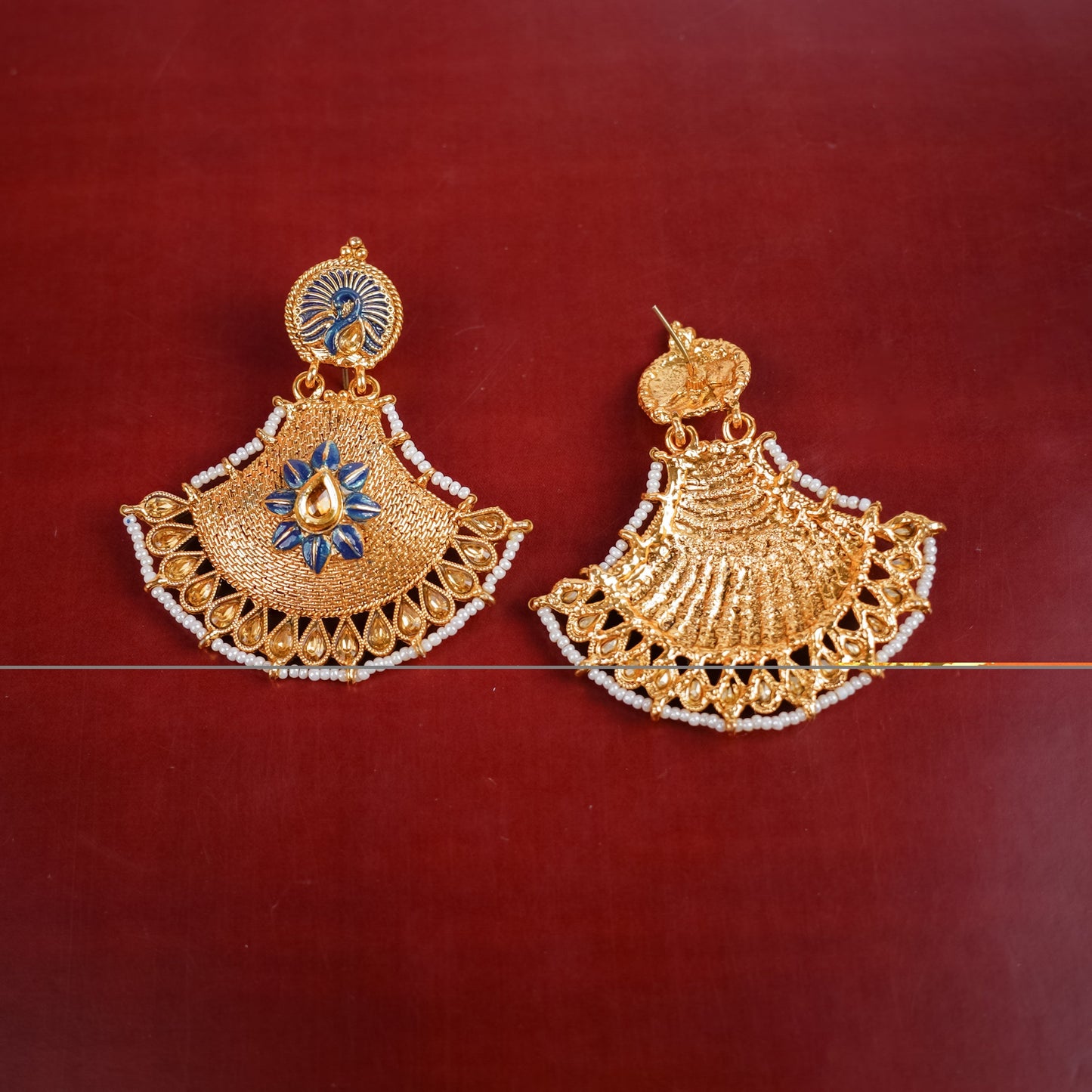 Akira- Stone Studded Pearl Framed Dangler Earrings