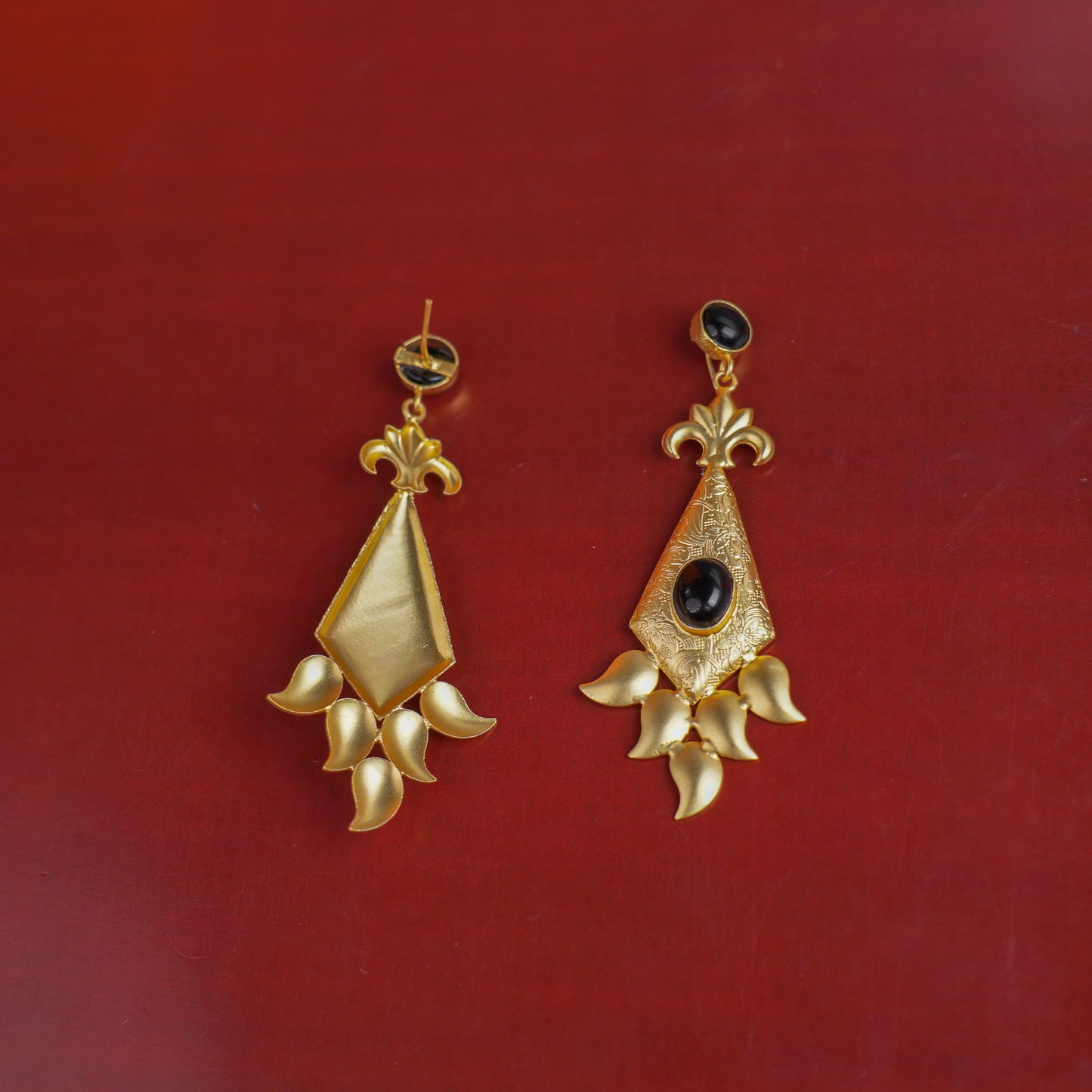 Ashvi- Stone Studded Dangler Earrings(Black)