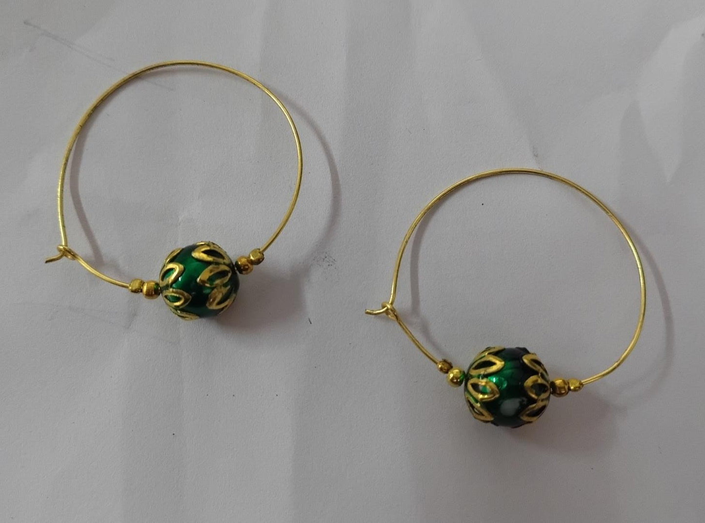 Rajvi- Pearl Hoop Earrings(Green)