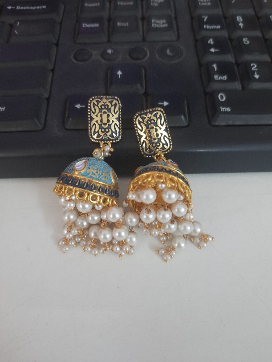 Siya- Hanging Pearls Jhumka Earrings