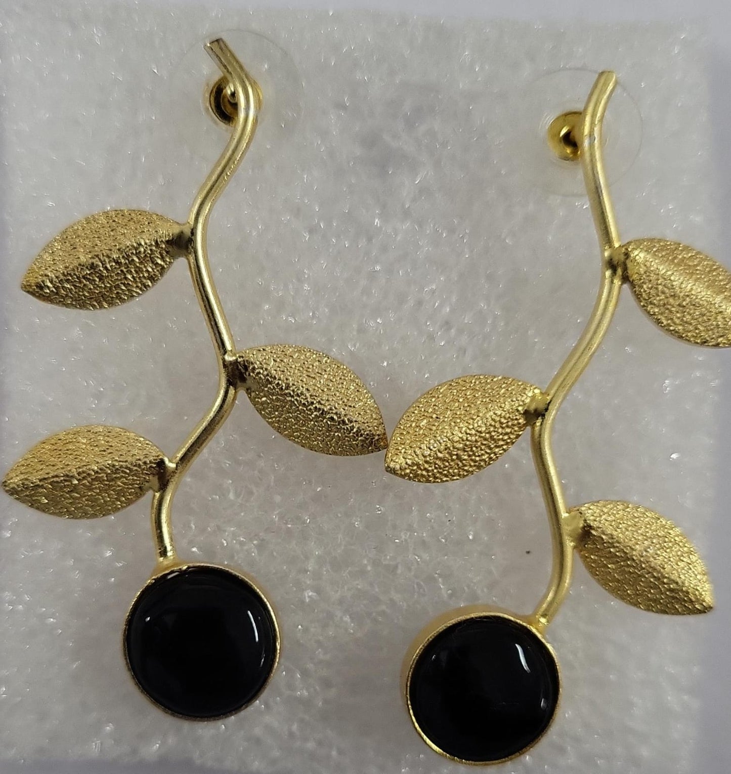 Ananta- Stone Studded Dangler Earrings(Black)