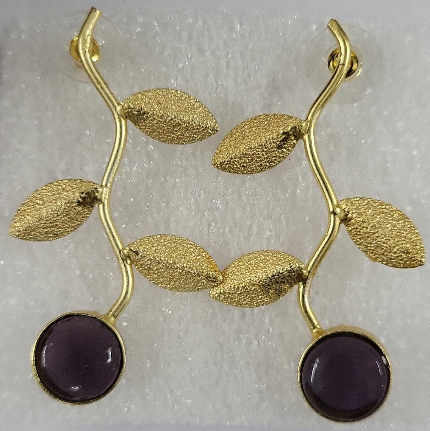 Ananta- Stone Studded Dangler Earrings(Purple)