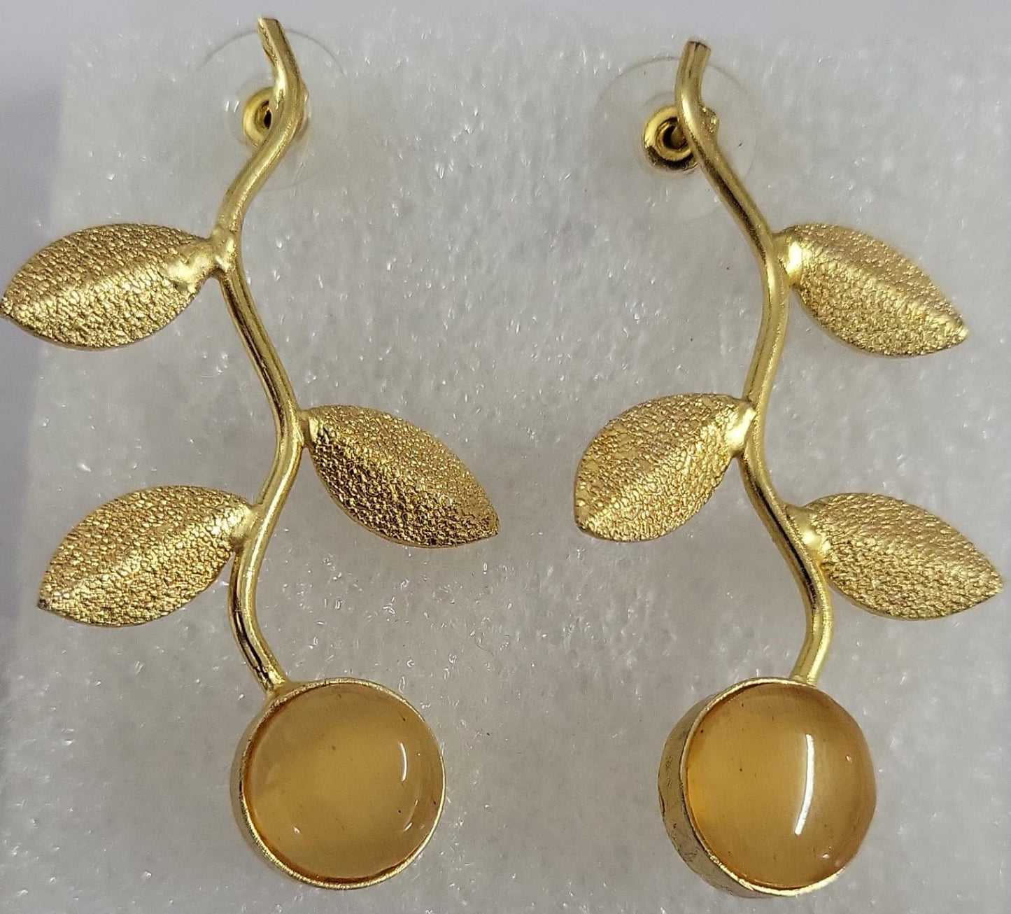 Ananta- Stone Studded Dangler Earrings(Yellow)