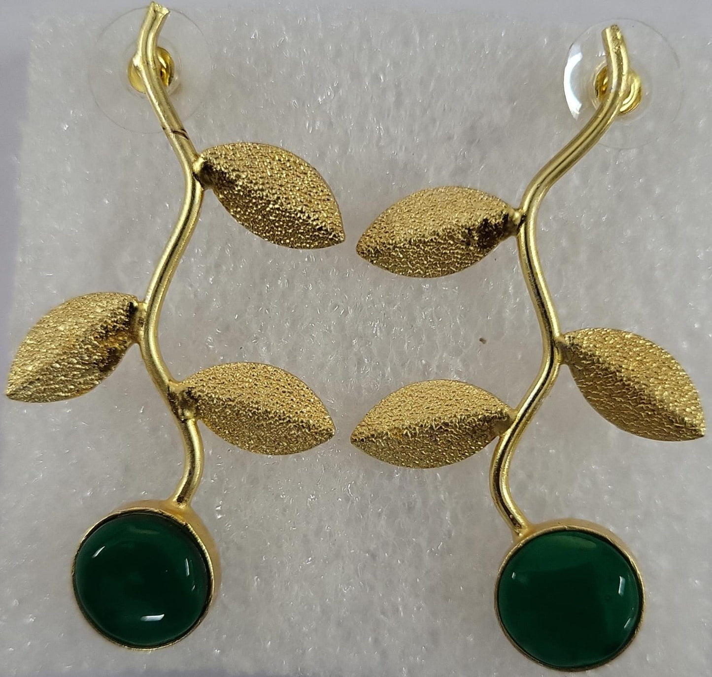 Ananta- Stone Studded Dangler Earrings(Green)