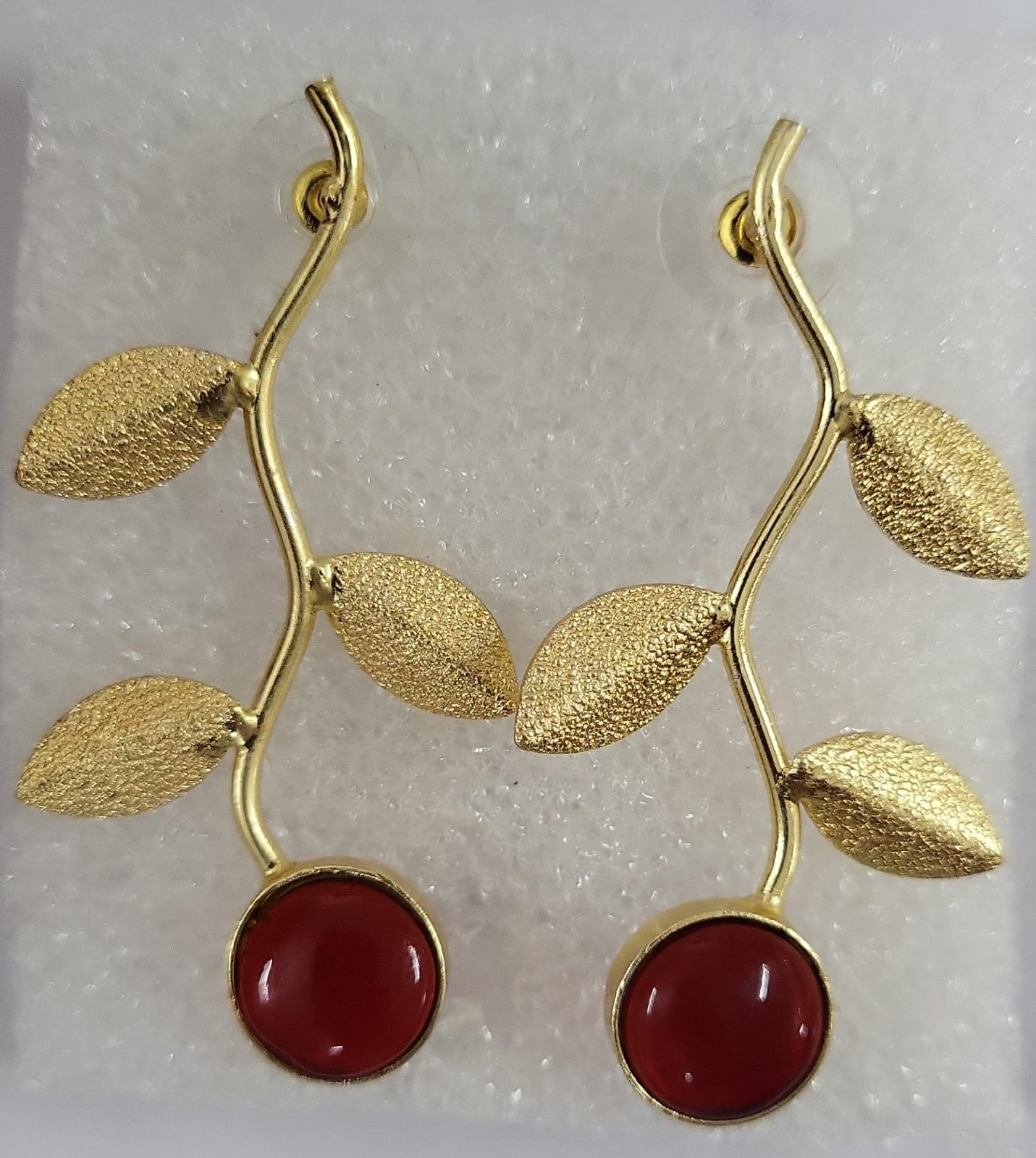 Ananta- Stone Studded Dangler Earrings(Red)