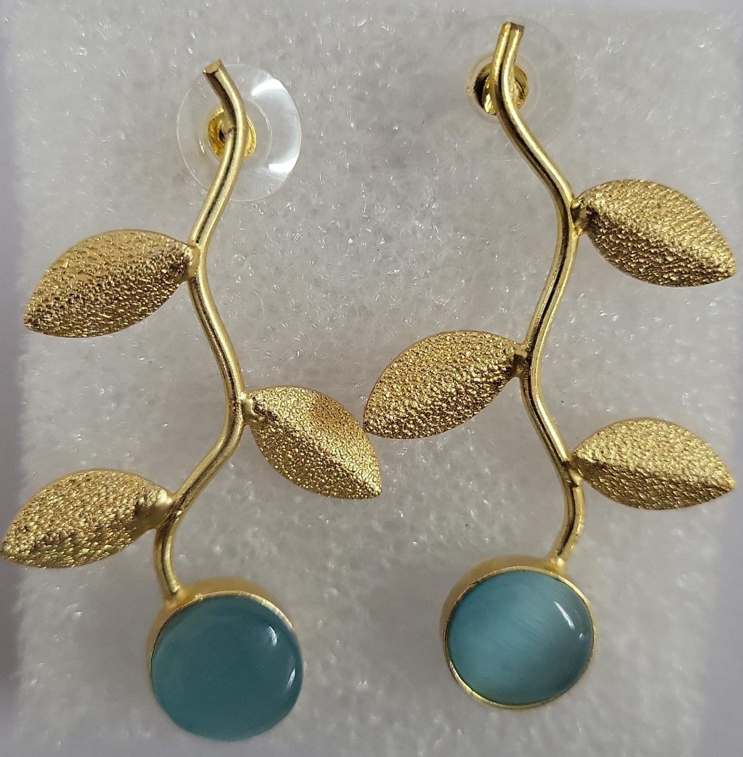 Ananta- Stone Studded Dangler Earrings(Sky Blue)