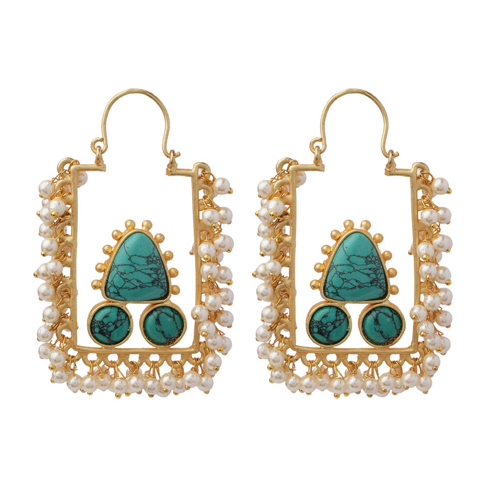 Ira- Pearly Frame Dangler Earrings