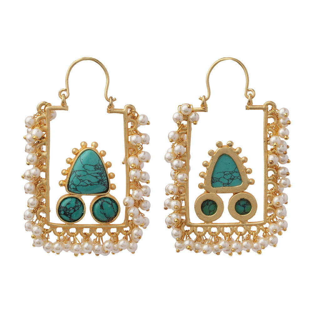 Ira- Pearly Frame Dangler Earrings