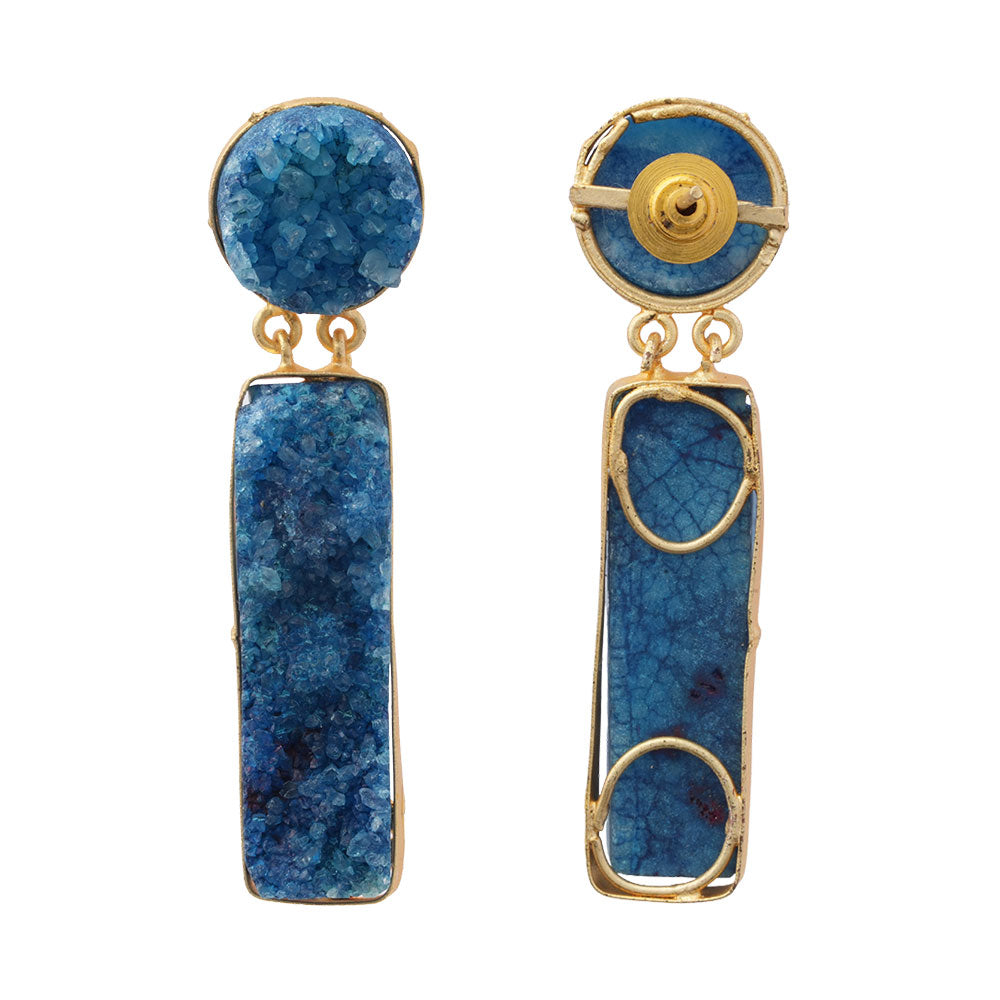 Blue Unpolished Stone Earrings
