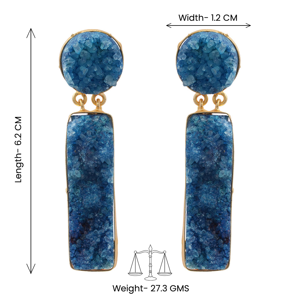 Blue Unpolished Stone Earrings