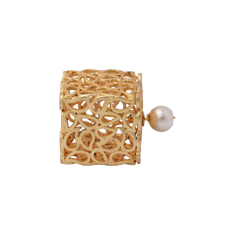 Mira- Hanging Pearl Boxy Stud Earrings.