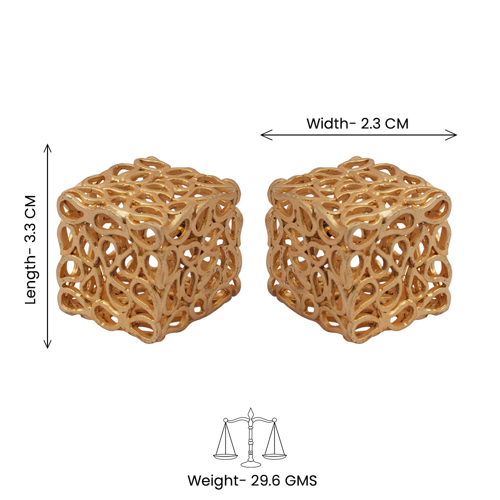 Mira- Hanging Pearl Boxy Stud Earrings.