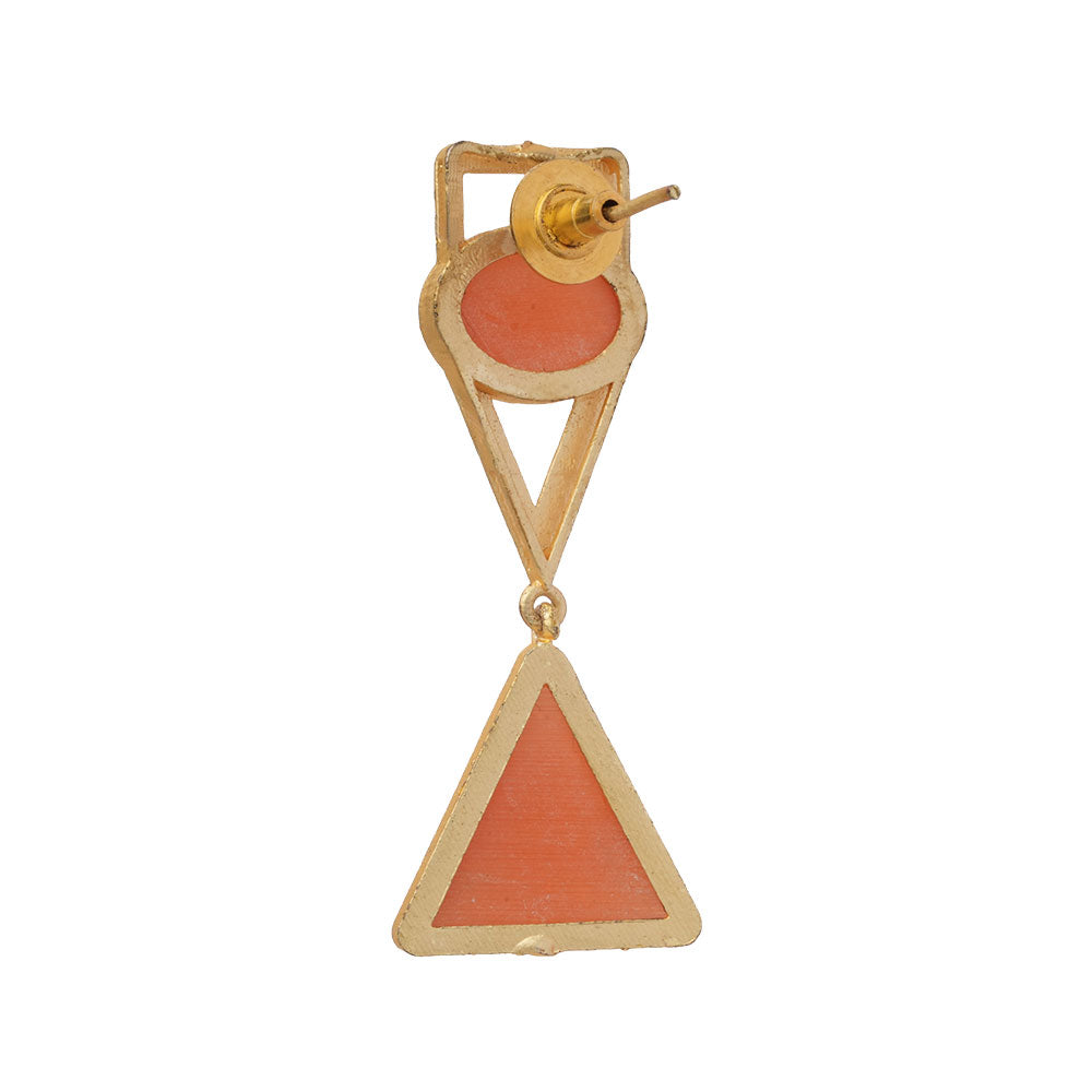 Anaya- Stone Studded Framed Dangler Earrings(Peach Puff)