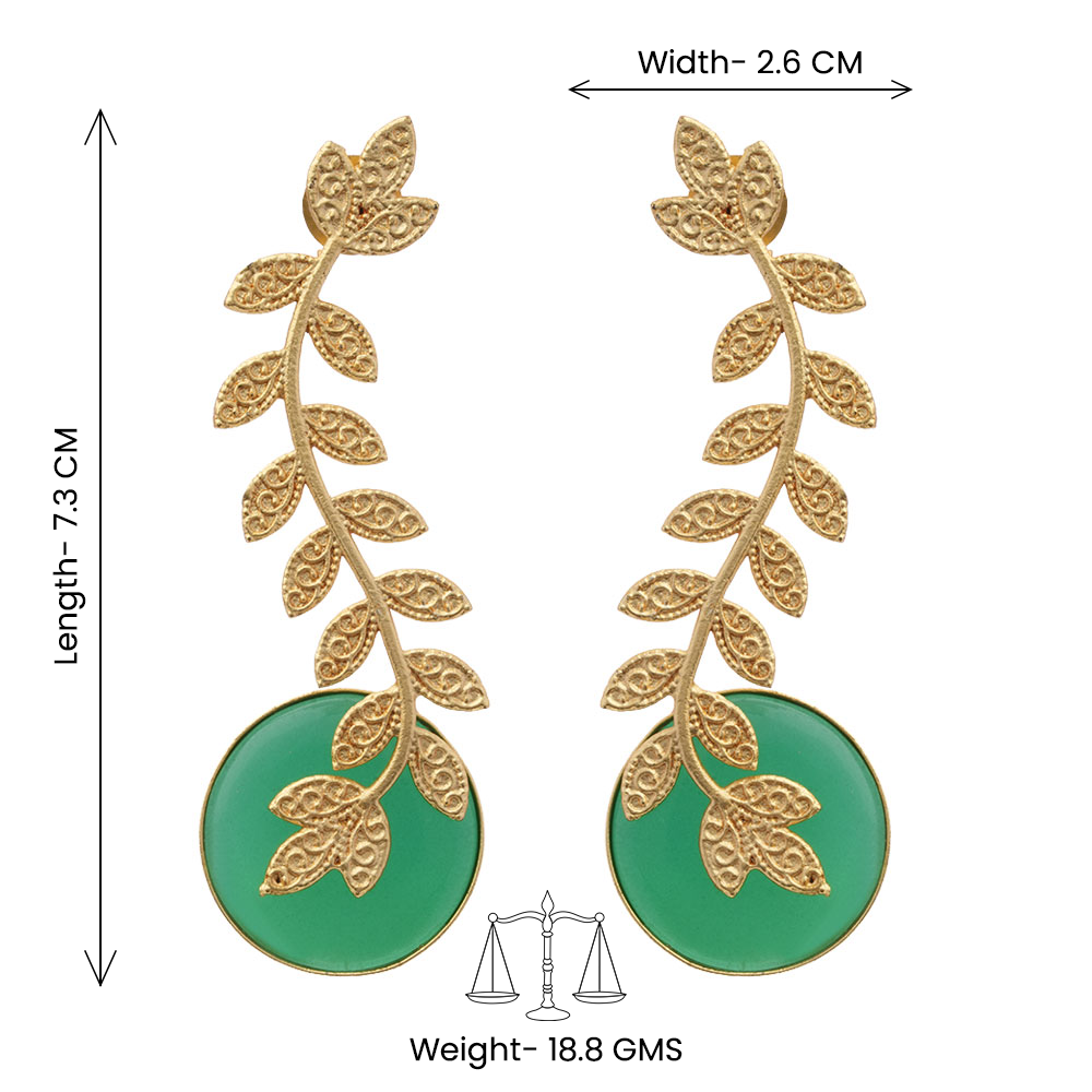 Ashvi- Stone Studded Dangler Earrings(Green)