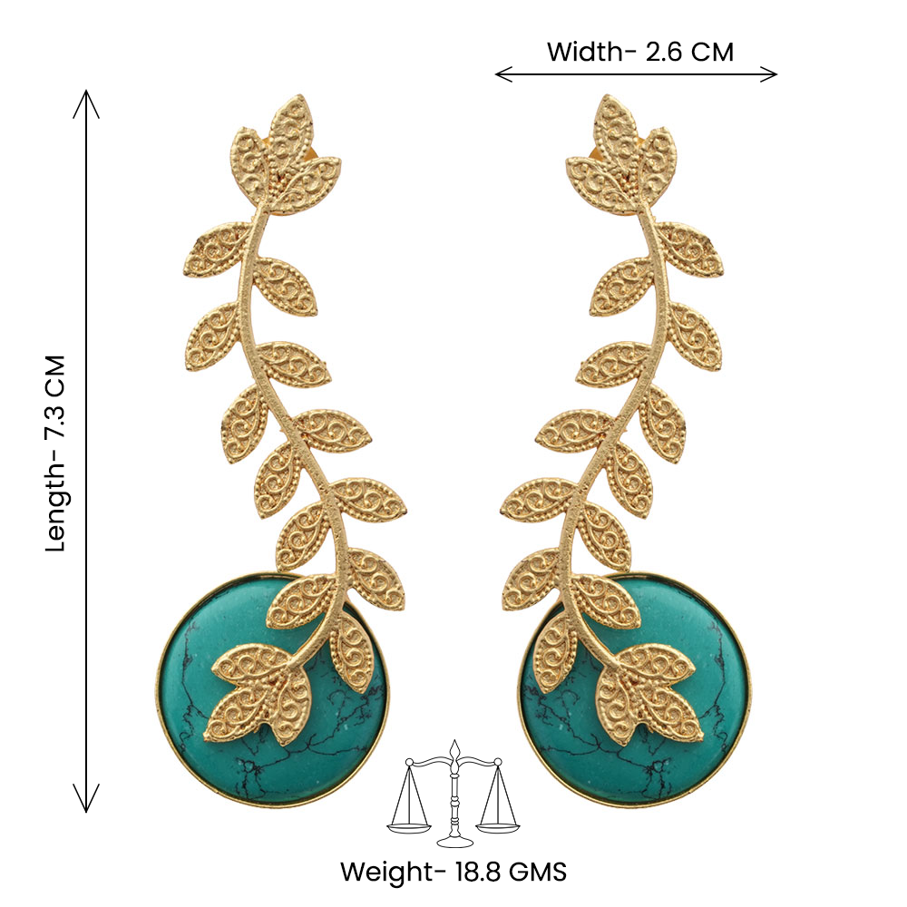 Ashvi- Stone Studded Dangler Earrings(Sky Blue)