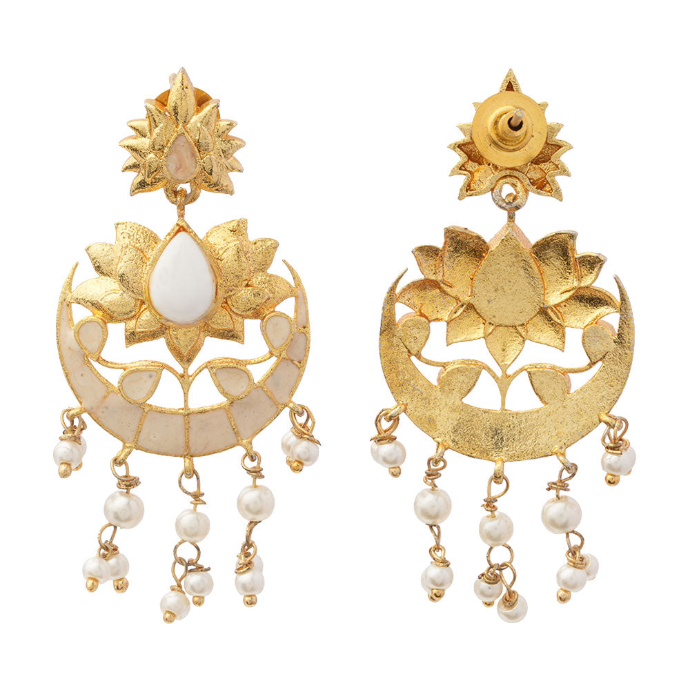 Vanya- Meenakari Hanging Baby Pearls Statement Danglers Earrings