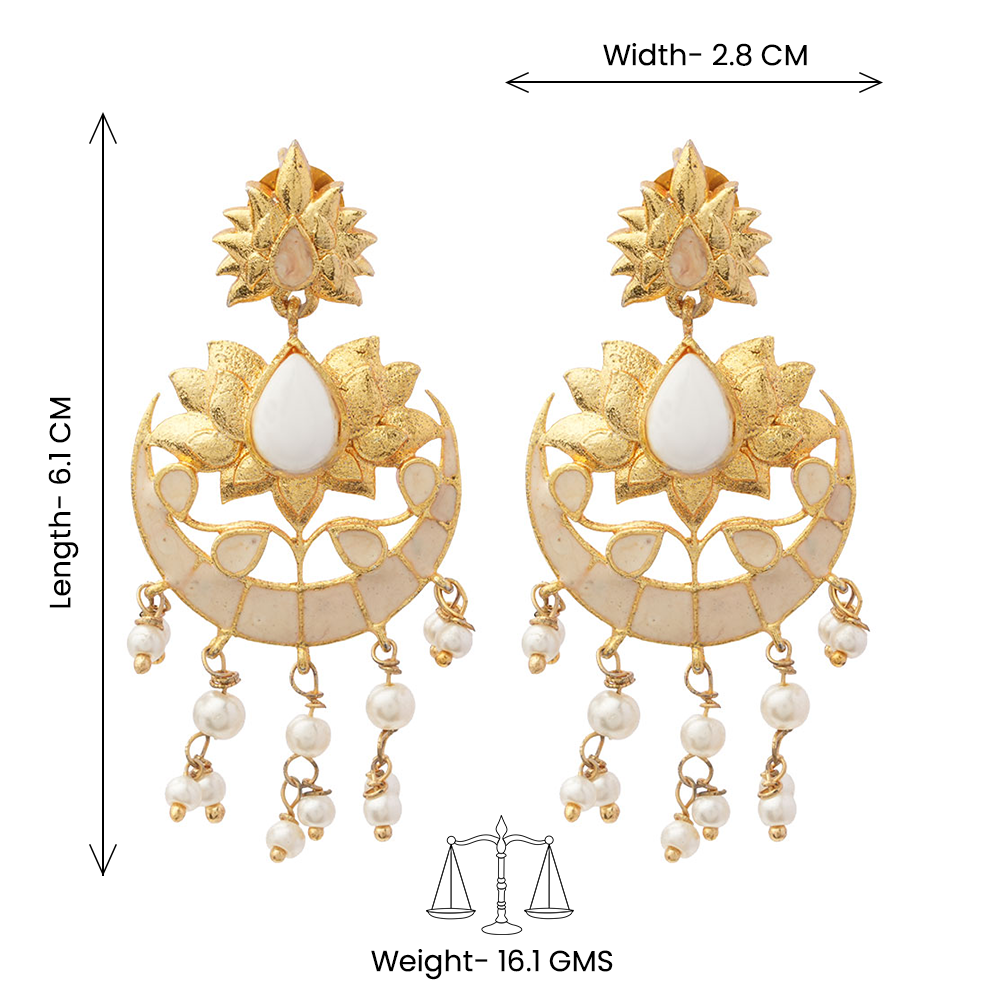 Vanya- Meenakari Hanging Baby Pearls Statement Danglers Earrings