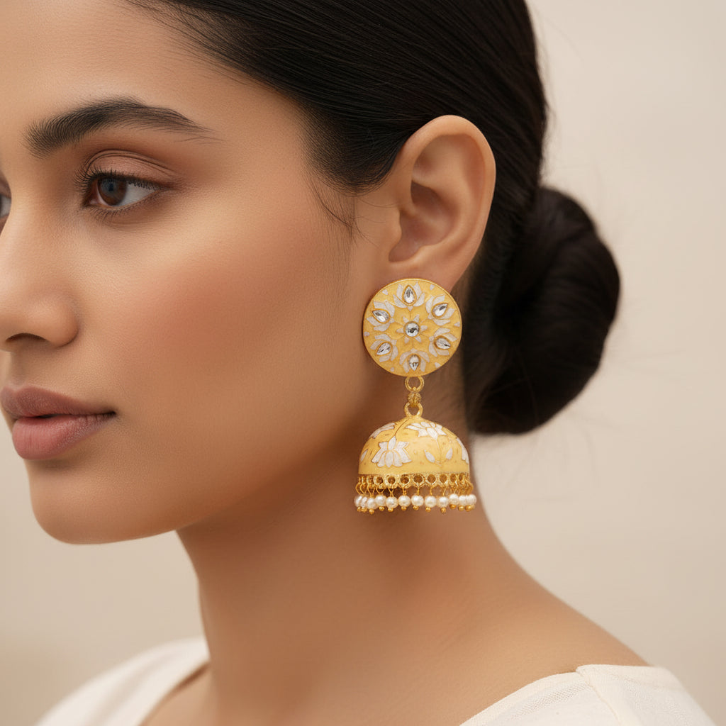 Isha- Hanging Pearl Jhumka Earrings
