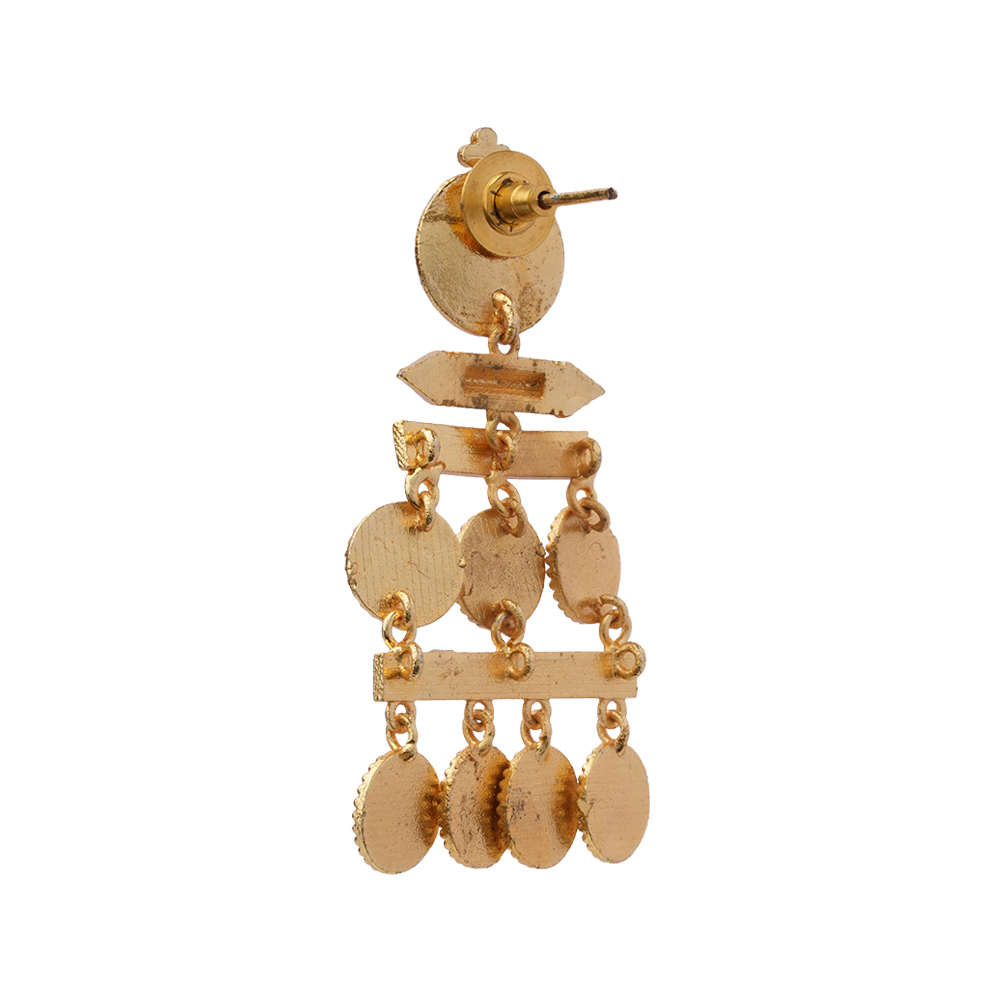 Aira- Stone Studded Dangler Earrings(Baby Pink)