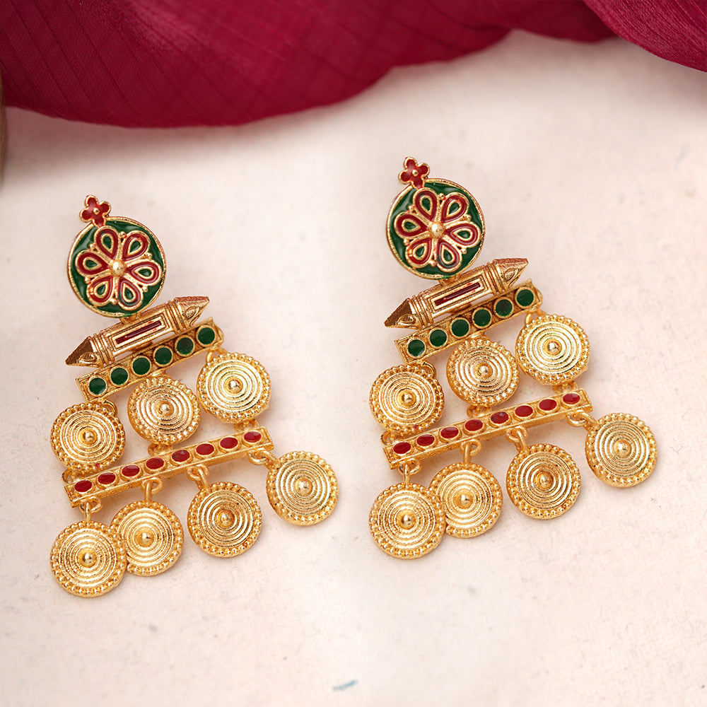 Aira- Stone Studded Dangler Earrings(Multicolored)