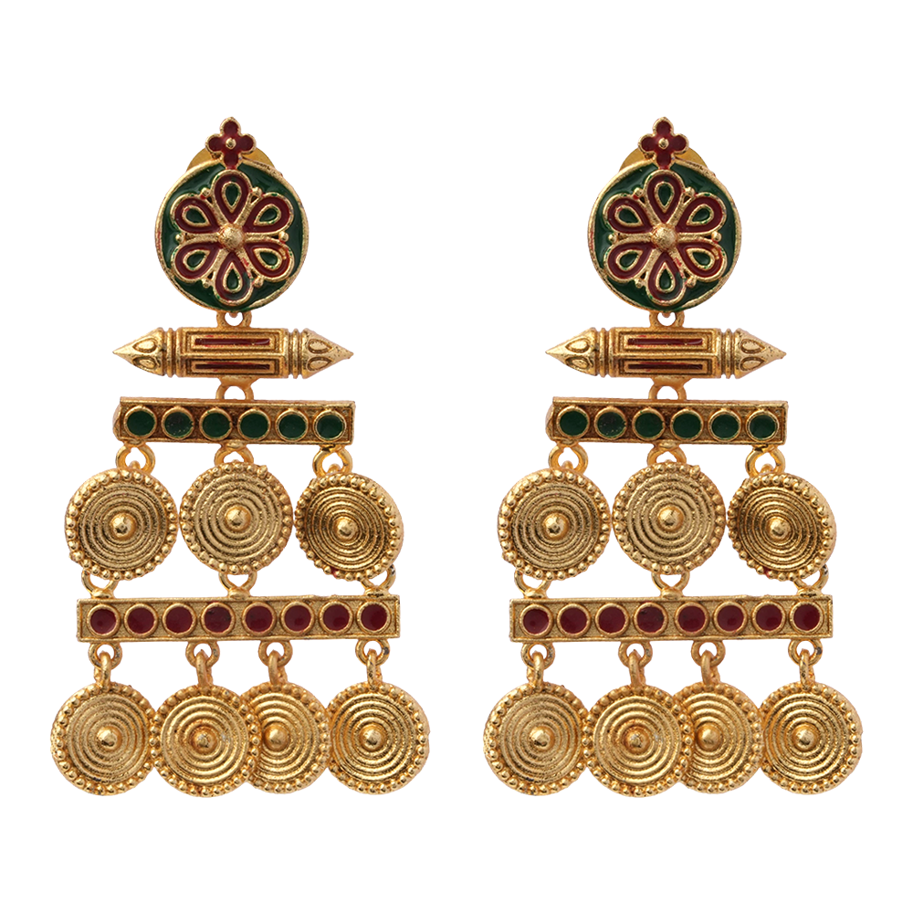 Aira- Stone Studded Dangler Earrings(Multicolored)