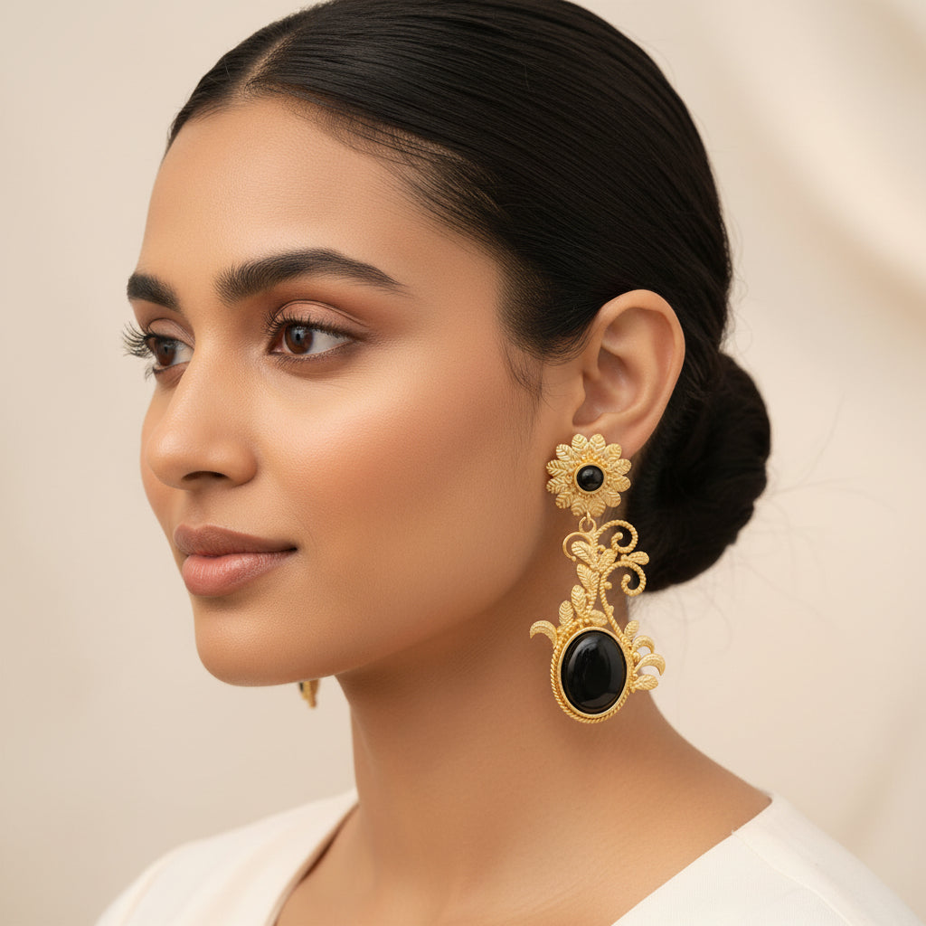 Ziya- Stone Studded Dangler Earrings