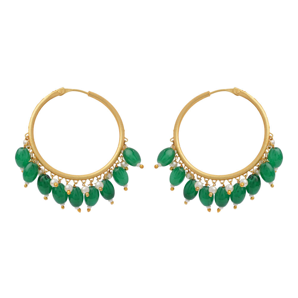 Zoya – Hanging Pearl Hoop Earrings