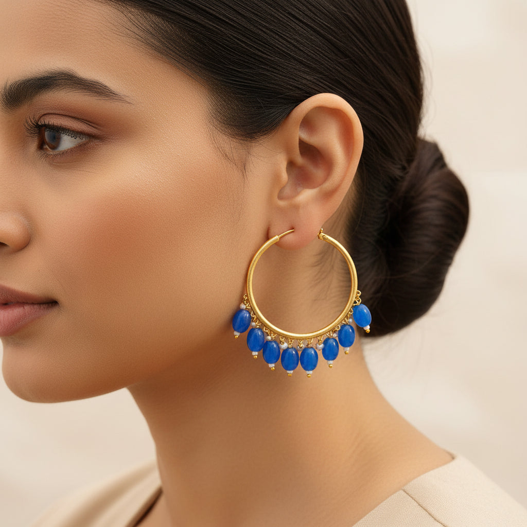 Zoya – Hanging Pearl Hoop Earrings