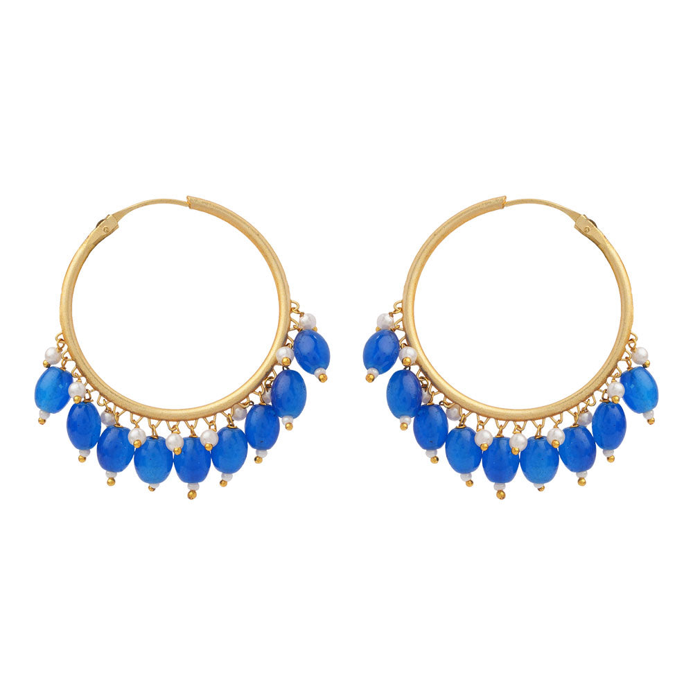 Zoya – Hanging Pearl Hoop Earrings