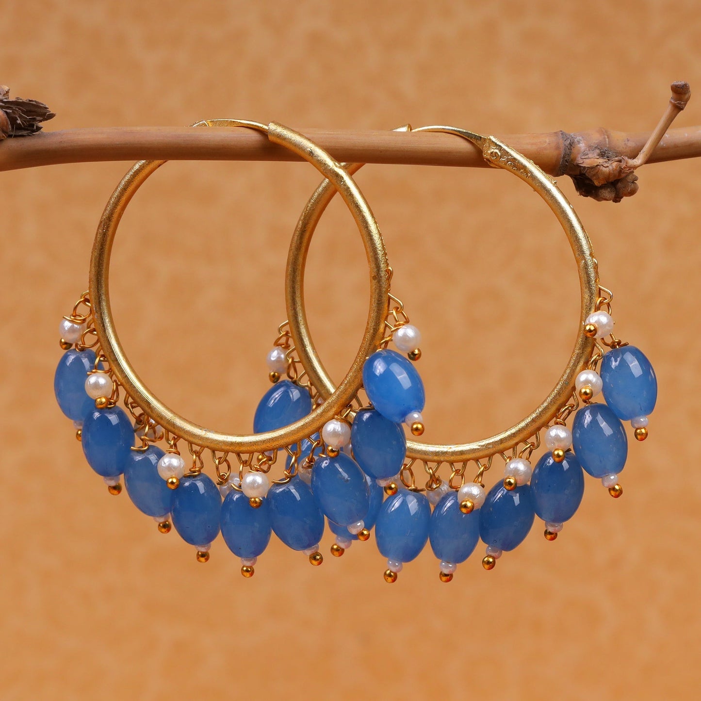 Zoya – Hanging Pearl Hoop Earrings