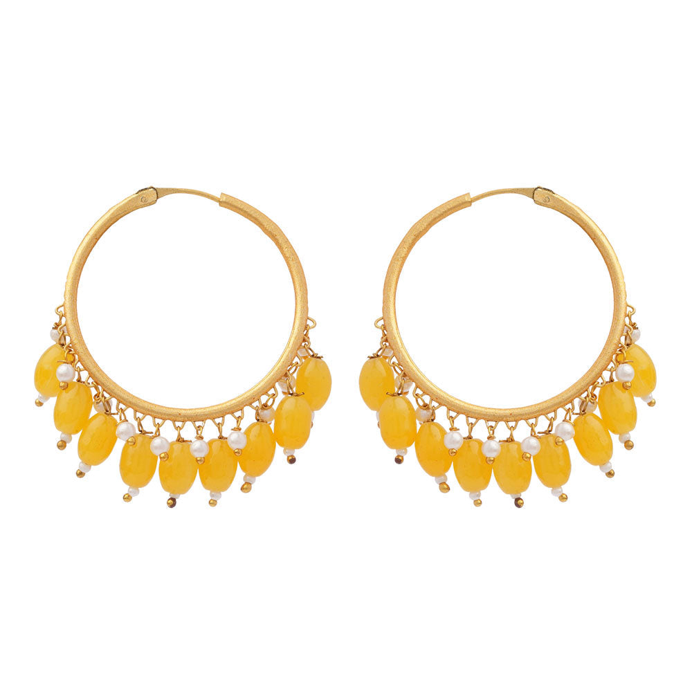 Zoya – Hanging Pearl Hoop Earrings
