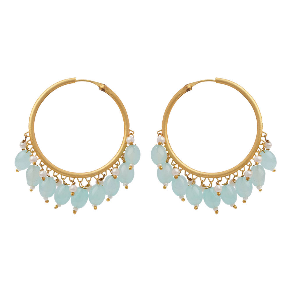 Zoya – Hanging Pearl Hoop Earrings