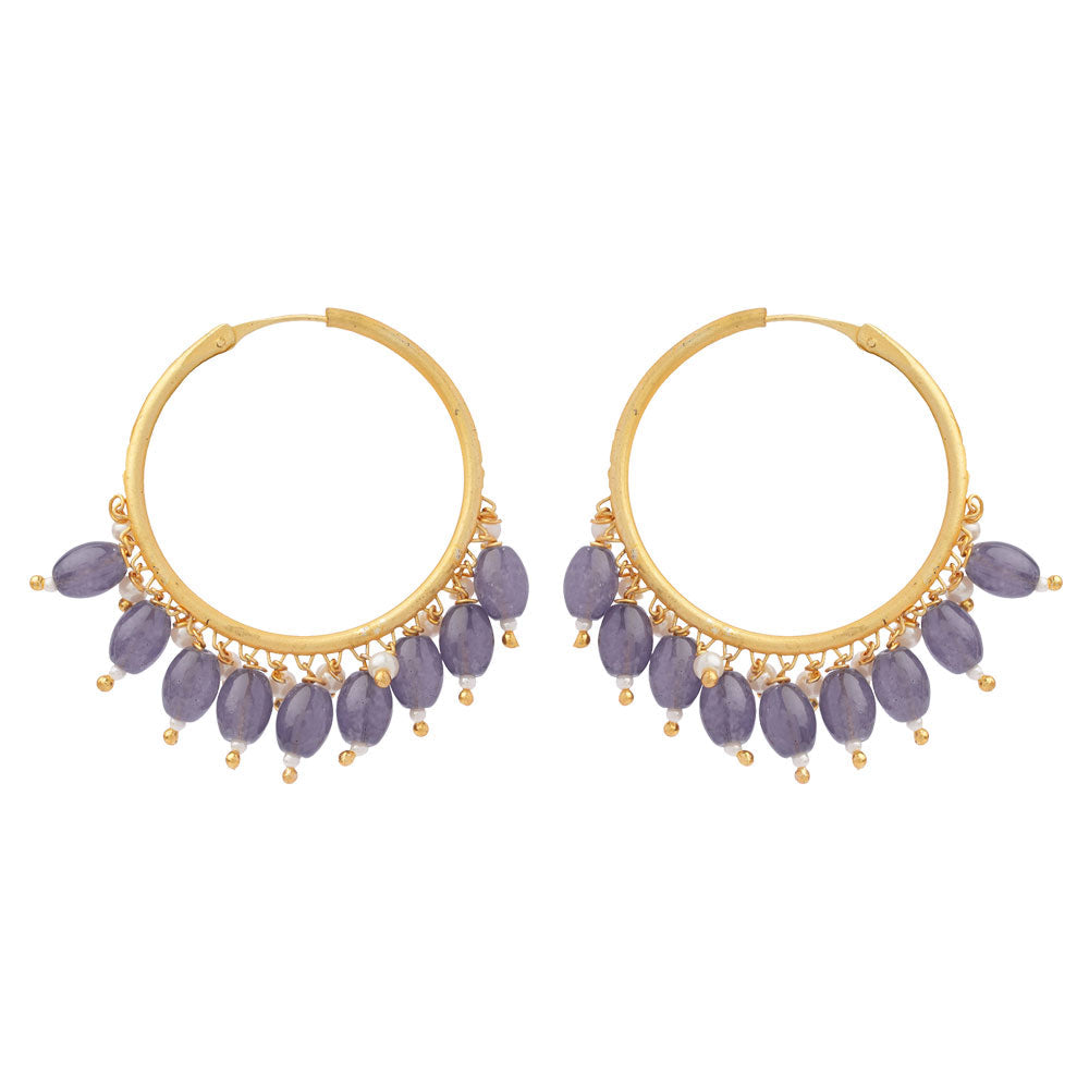 Zoya – Hanging Pearl Hoop Earrings