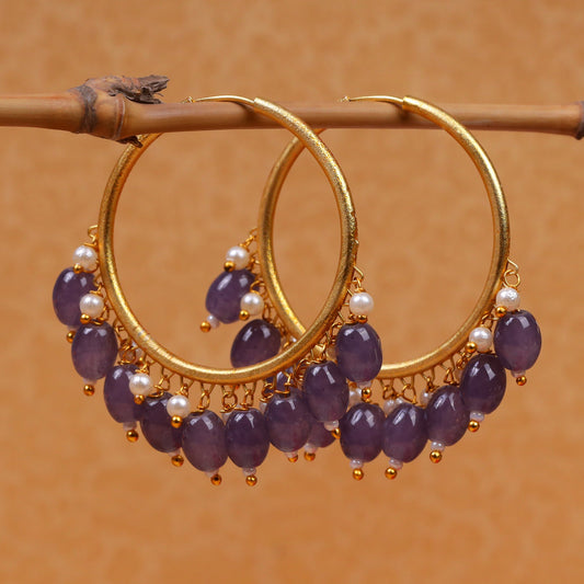Zoya – Hanging Pearl Hoop Earrings
