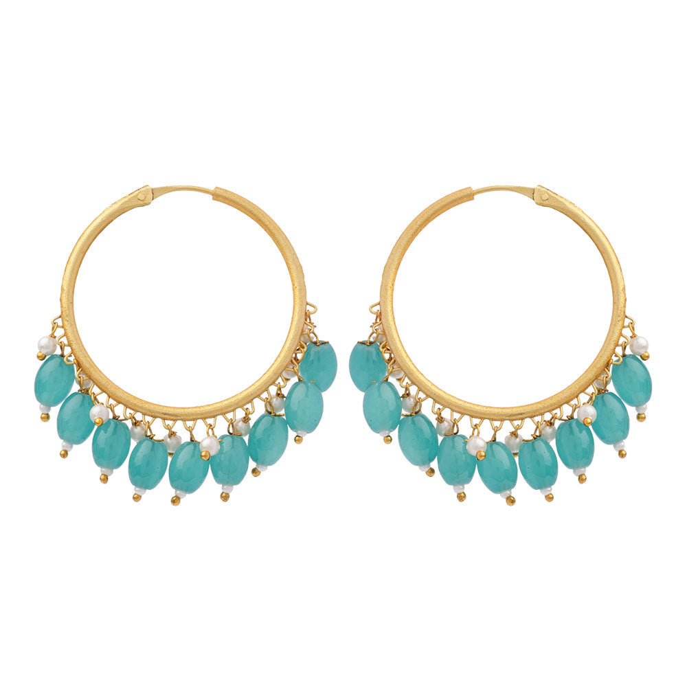 Zoya – Hanging Pearl Hoop Earrings