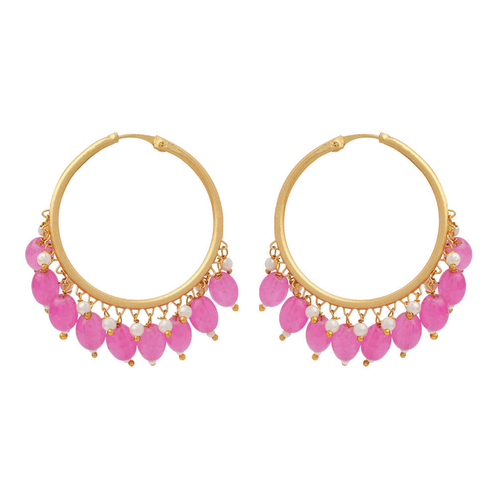 Zoya – Hanging Pearl Hoop Earrings