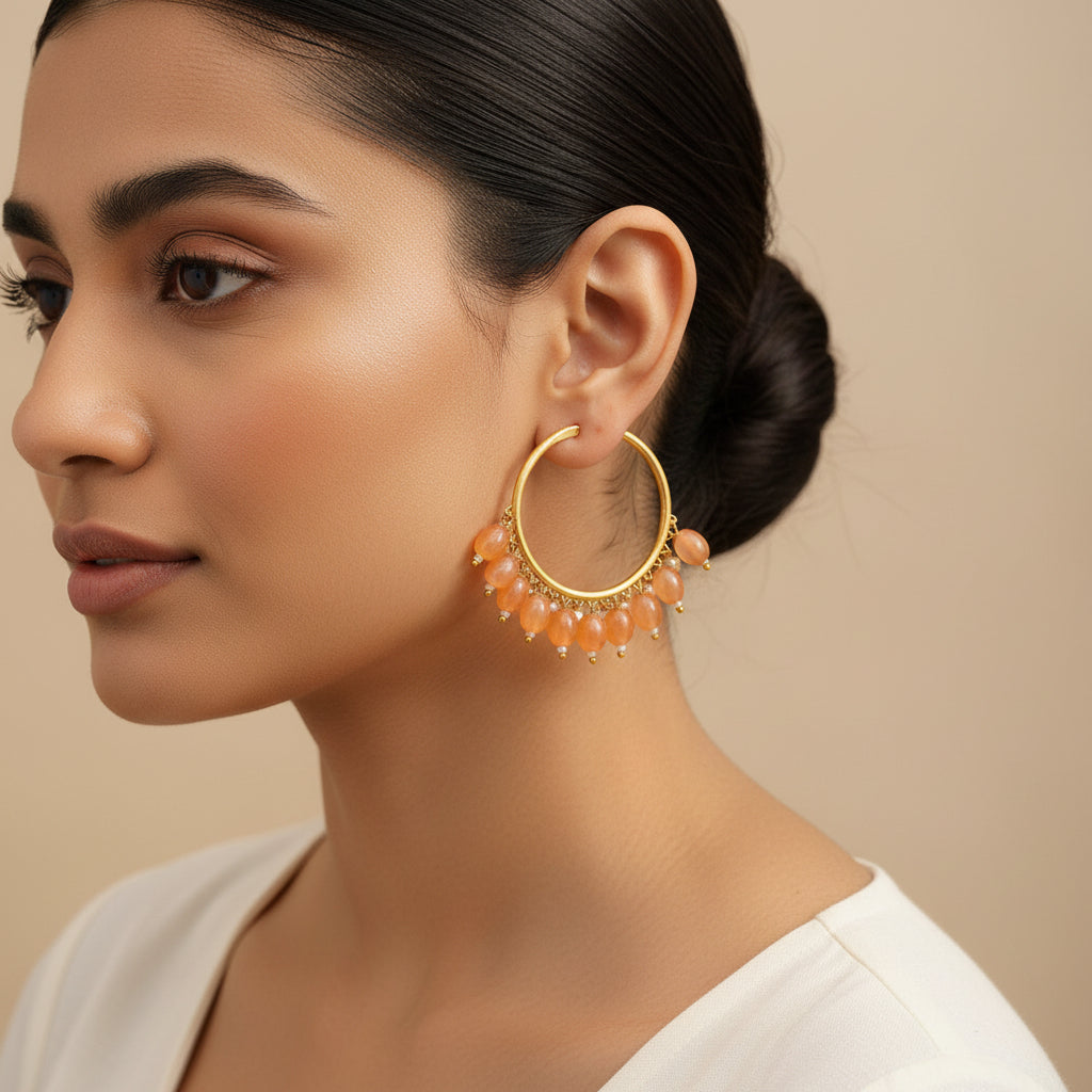 Zoya – Hanging Pearl Hoop Earrings