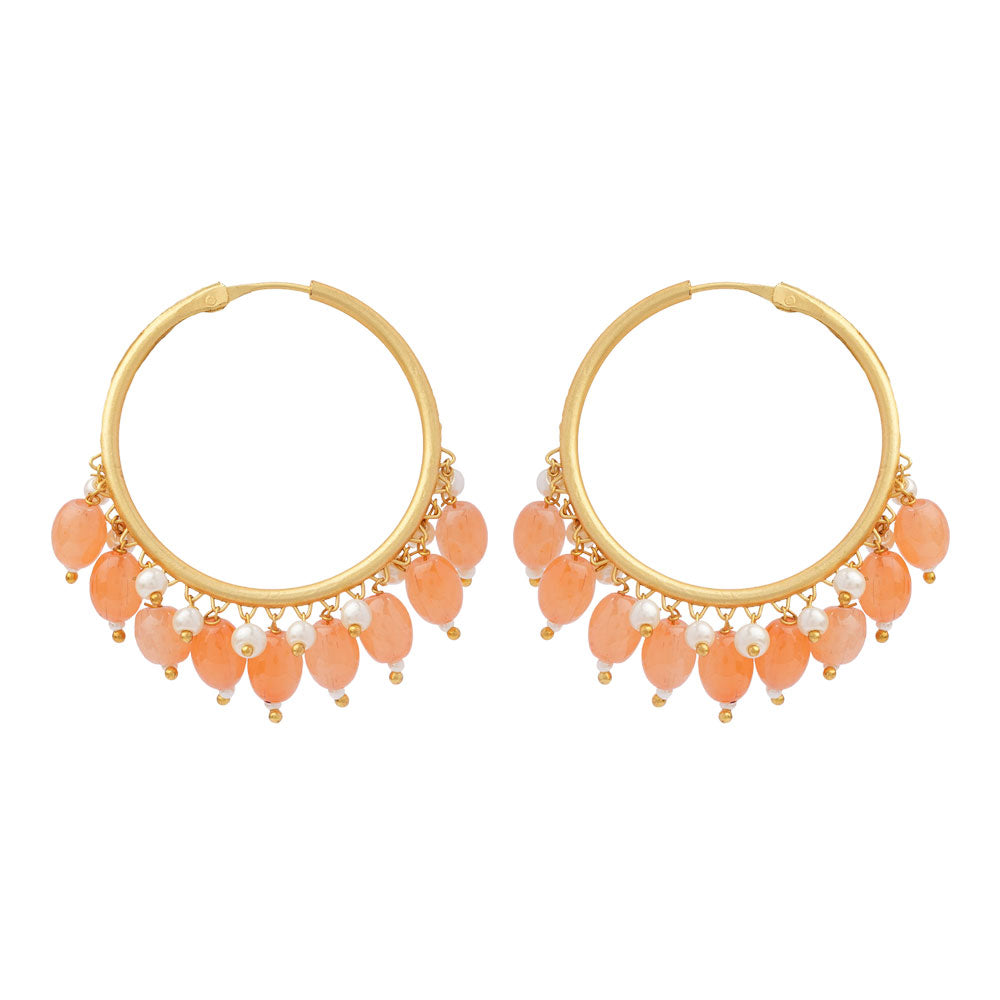 Zoya – Hanging Pearl Hoop Earrings