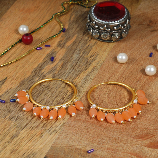 Zoya – Hanging Pearl Hoop Earrings