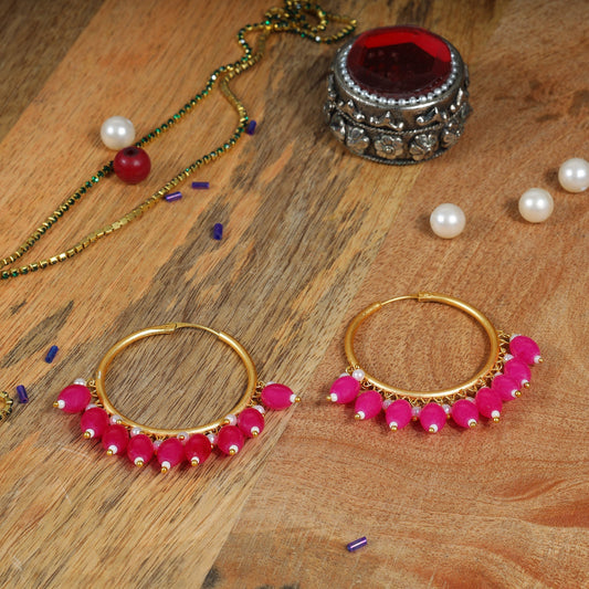 Zoya – Hanging Pearl Hoop Earrings