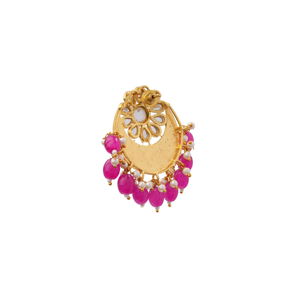 Aarvi- Stone Studded Dangler Earrings(Pink)