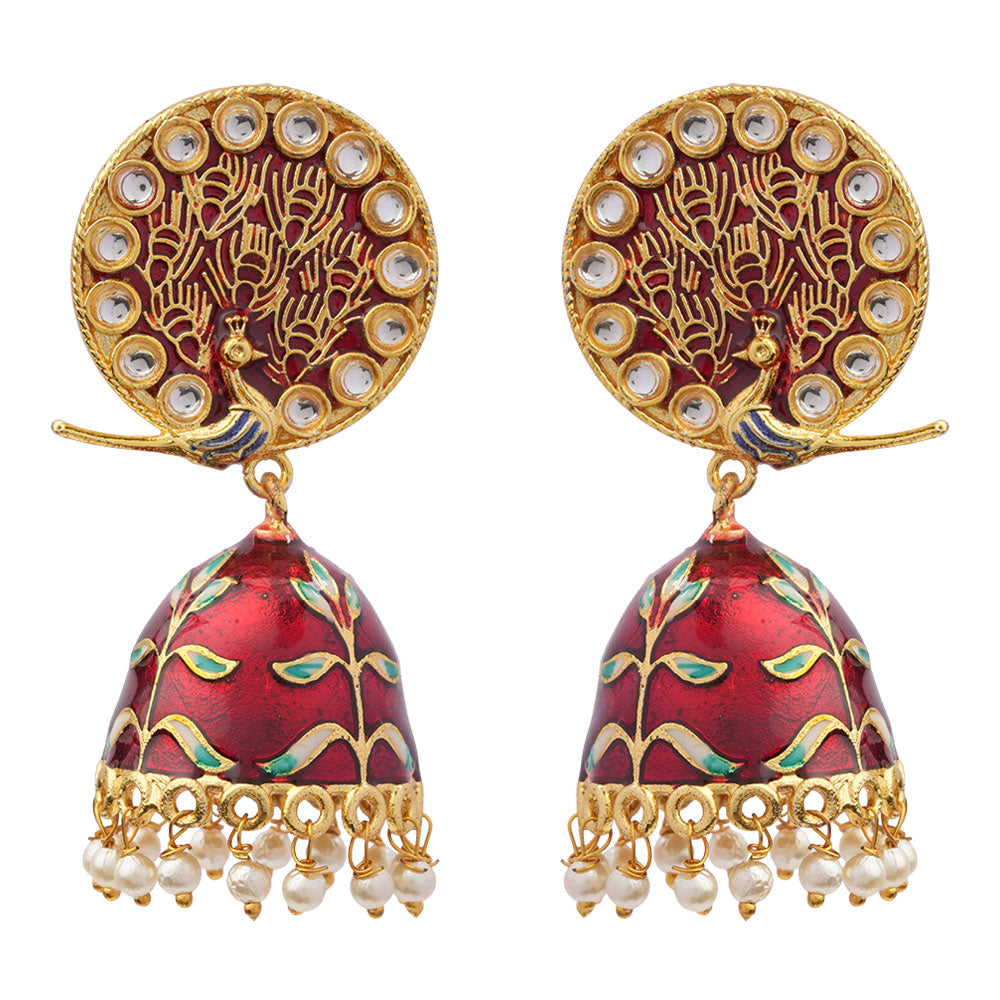 Aayra- Stone Studded Hanging Pearl Jhumka Earrings
