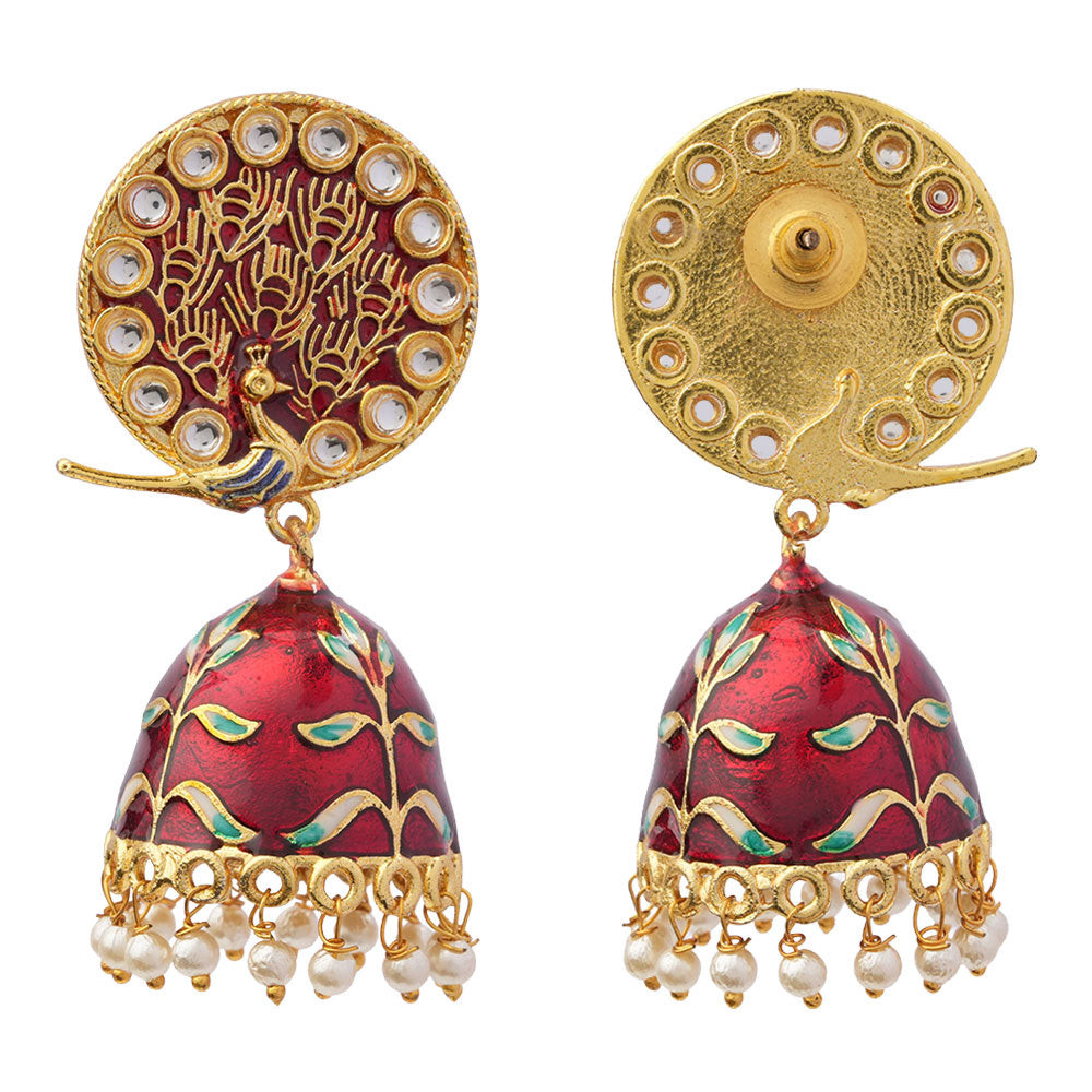 Aayra- Stone Studded Hanging Pearl Jhumka Earrings