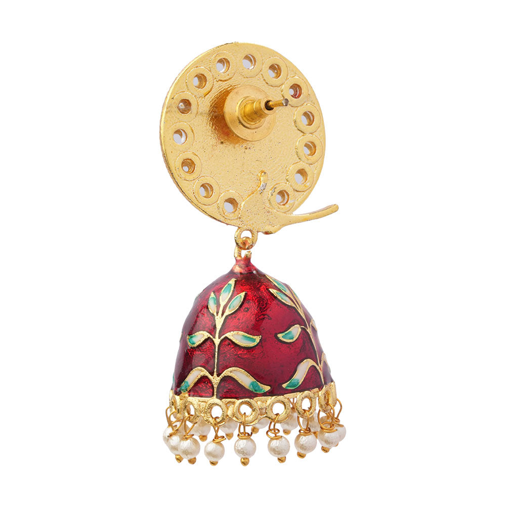 Aayra- Stone Studded Hanging Pearl Jhumka Earrings