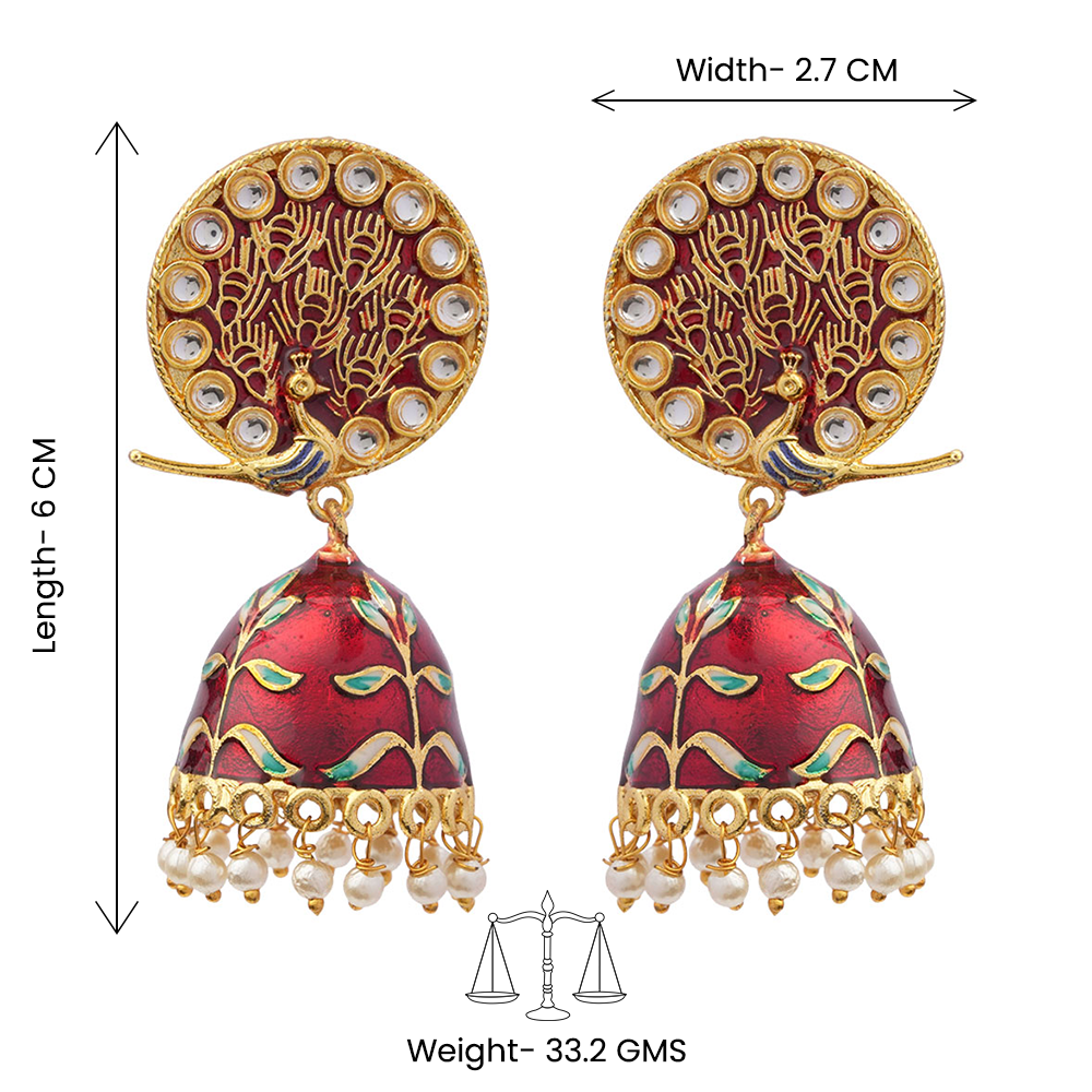 Aayra- Stone Studded Hanging Pearl Jhumka Earrings