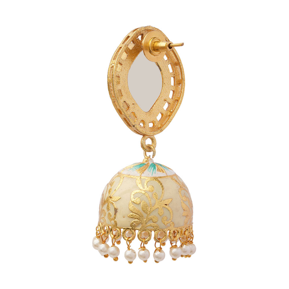 Aayushi- Stone Studded Hanging Pearl Jhumka Earrings